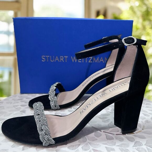 Stuart Weitzman Embellished Women's Nearlynude Highshine Sandal EUR 39 US 8.5 - Picture 3 of 13